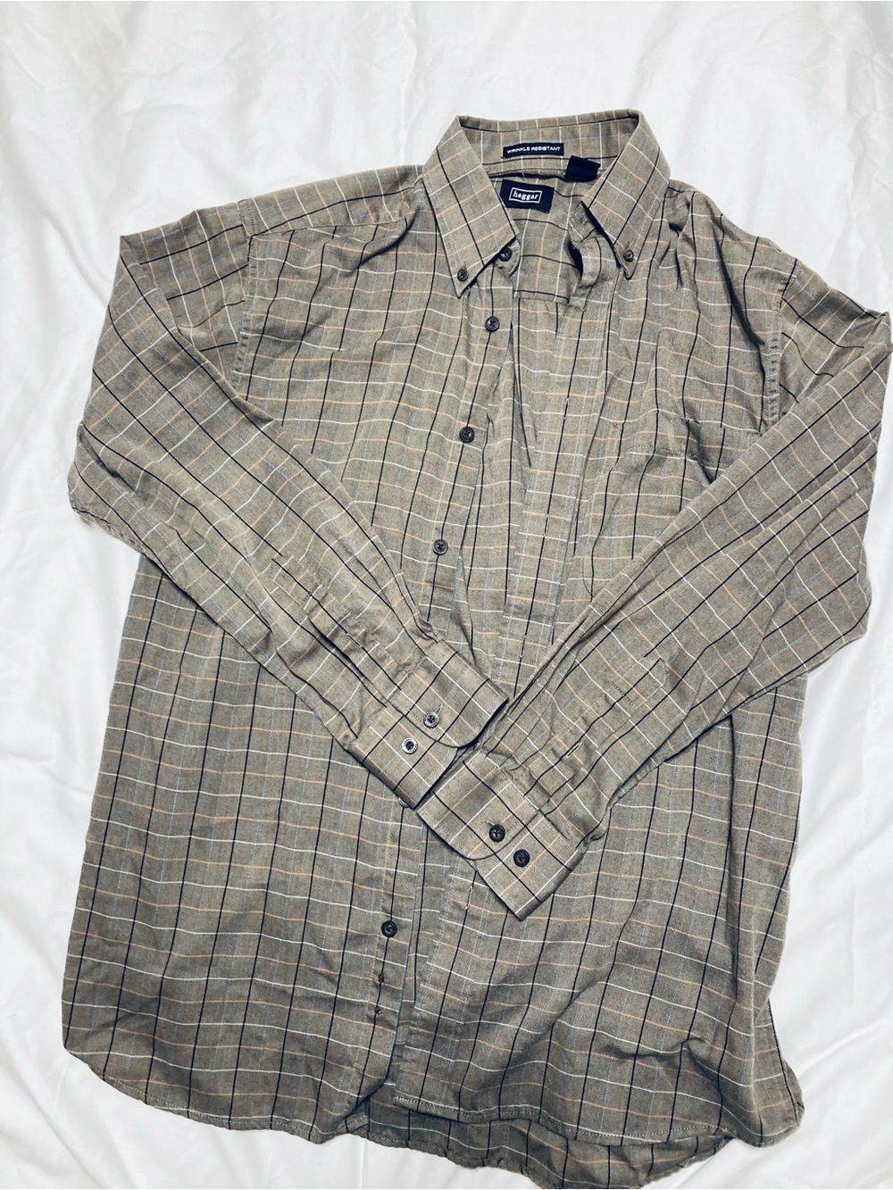 Haggar Olive Plaid Button-Down Shirt - Men's